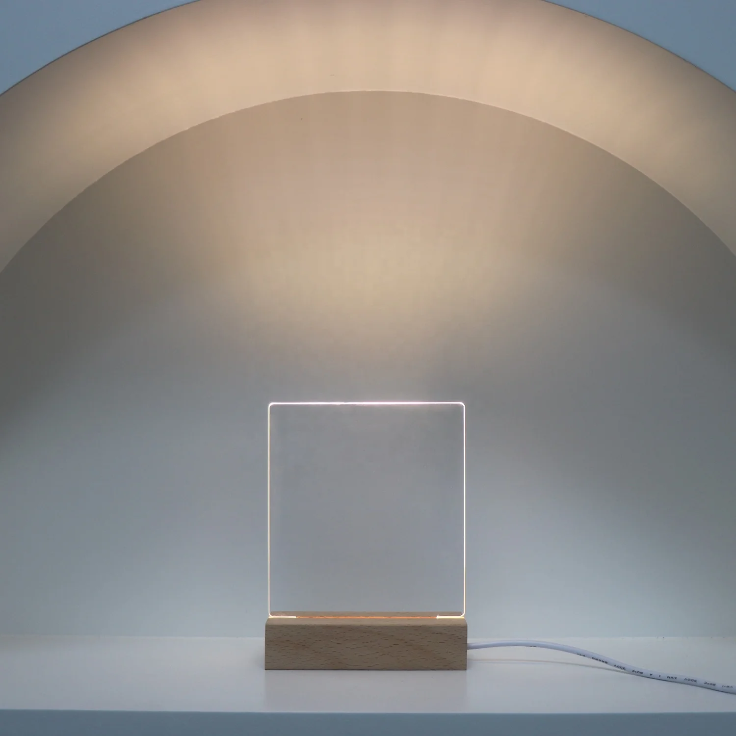 Wholesale Erasable Memo Board DIY Night Light Blank Acrylic LED Lights With Led Wood Base