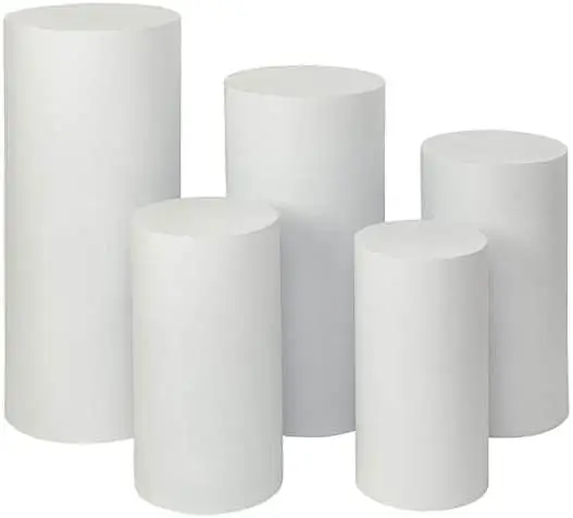 White Metal Cylinder Pedestal Stands Flower Vases Plinth Pillars Cake Display Rack Parties Wedding Christmas Home Decoration