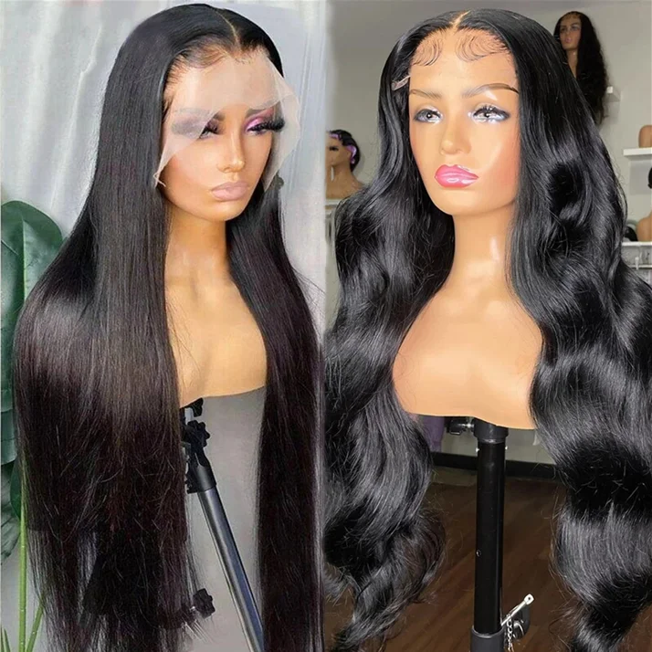 KBL skin like 13*4 hd lace frontal wigs vendors, 250% 180% 150% density  wigs human hair lace front Brazilian hair wig