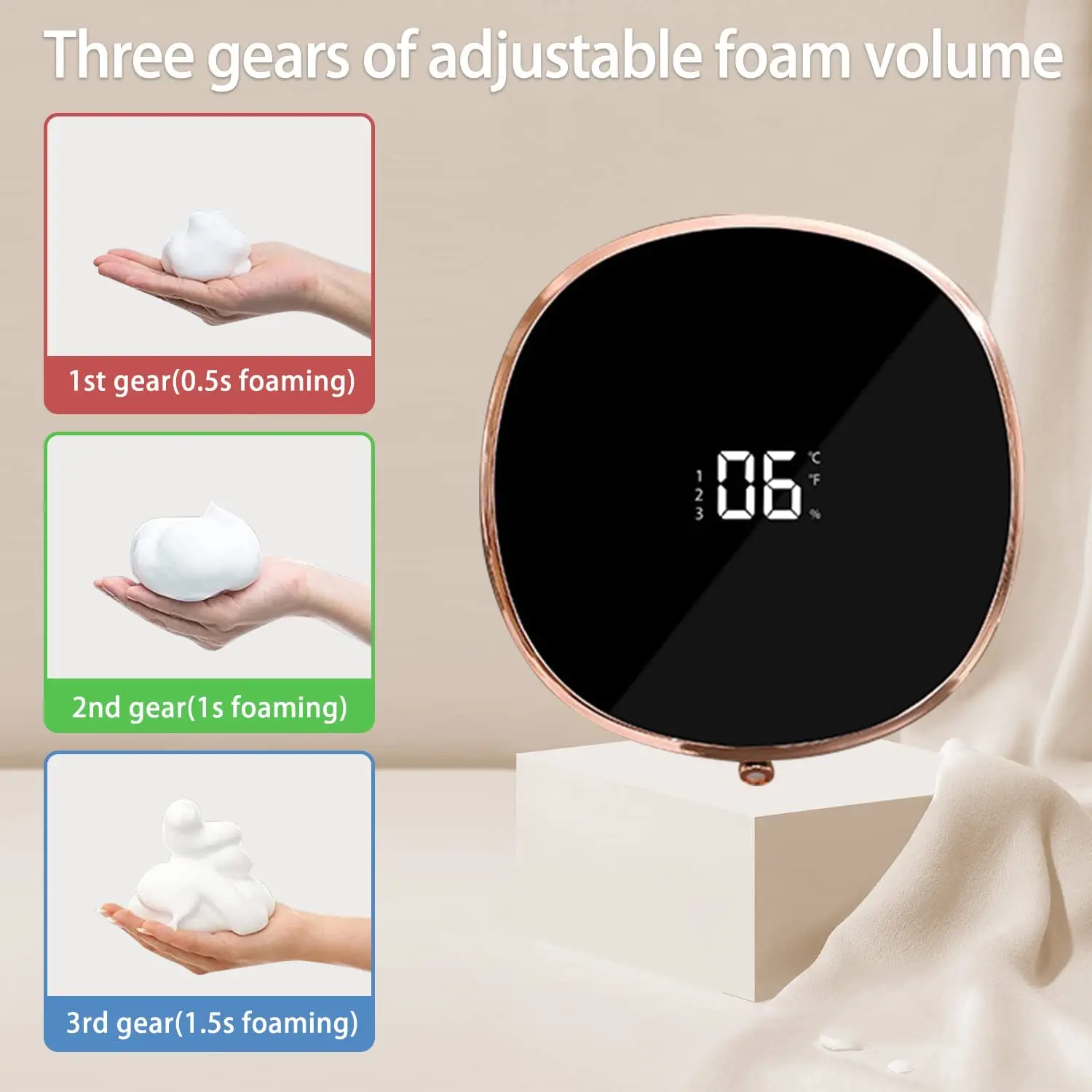 Temperature digital Automatic Touchless foam soap dispenser wall mount modern luxury Waterproof for home kitchen