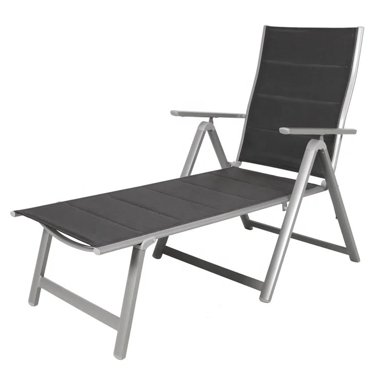 Outdoor Aluminum Padded 7 Position Adjustable Folding Chair Sun Lounger