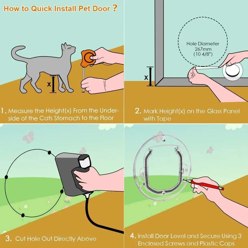  Изготовленный на заказ из АБС-пластика прозрачная pet откидной 4 way Блокировка cat двери безопасности Удобство машина для маленьких