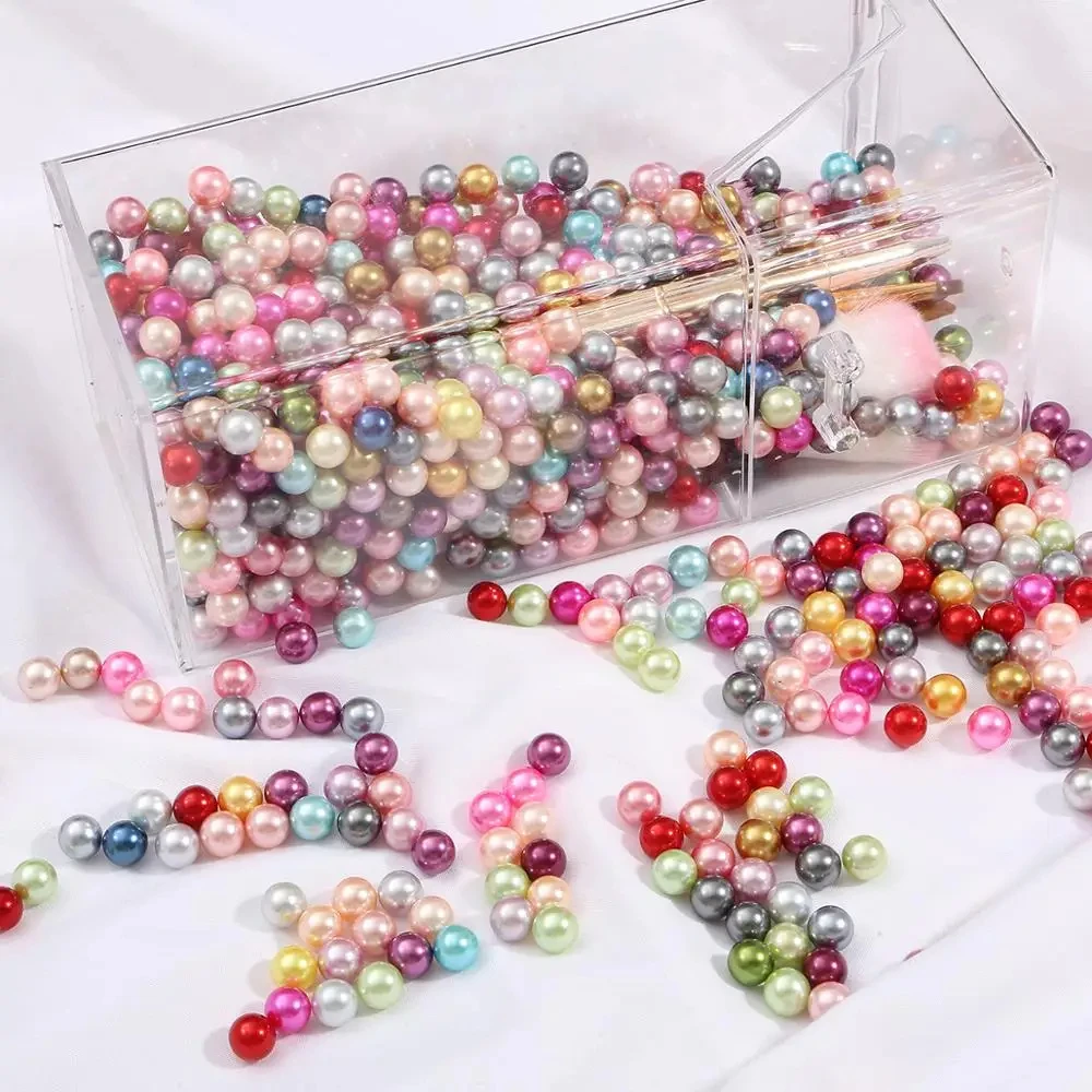 Customized color 3/4/6/8/10/12/14MM Round NO Hole Acrylic Imitation ABS Pearl Beads Loose Beads for DIY Craft Decoration