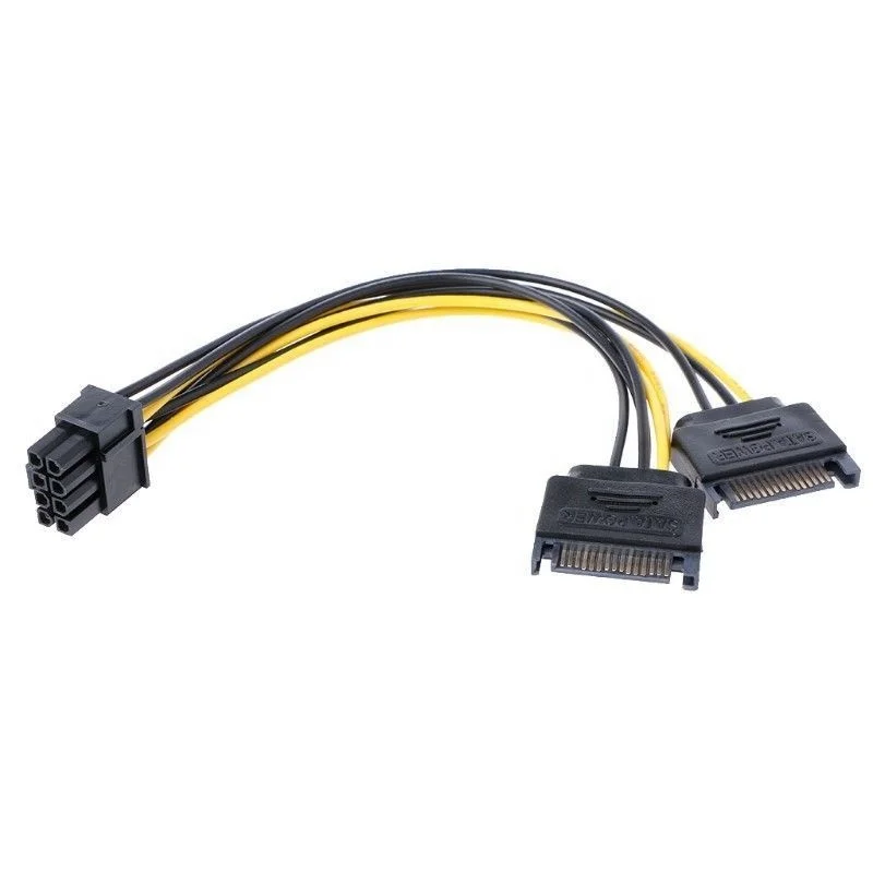  Кабель питания для видеокарты Dual 15 Pin SATA Male к PCIe 8 20 см