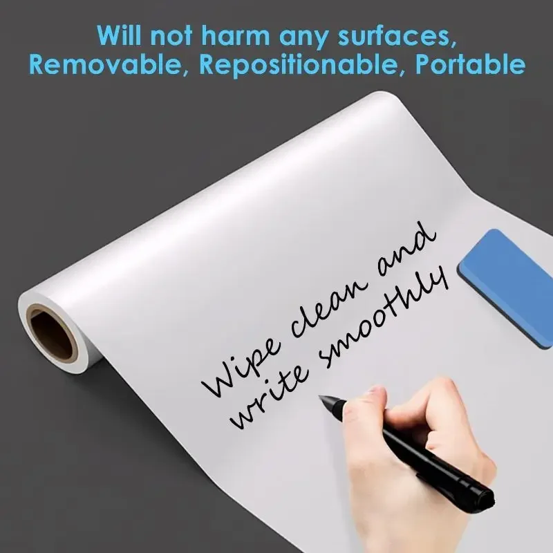 Dry Erase Whiteboard Sticker Wall Decal Self-Adhesive White Board Roll Peel Stick Paper for School, Office, Home, Kids Drawing