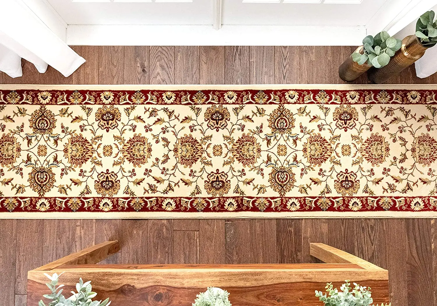 Custom Size Sultan Sarouk Ivory Persian Oriental Traditional 31 Inch Wide x 11 Feet Long Runner Rug