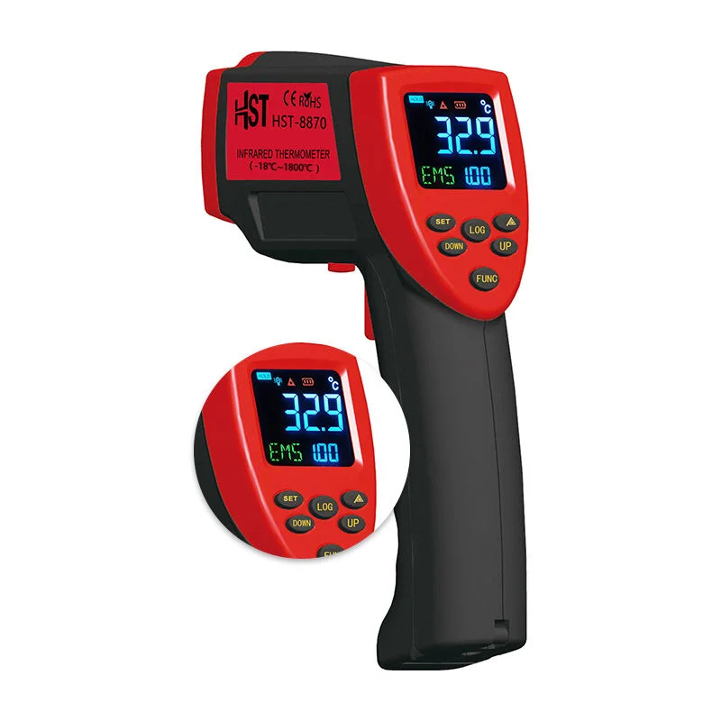 Pyrometer 1800c Industrial industrial Non-contact IR infrared temperature measuring gun 100 sets of data storage