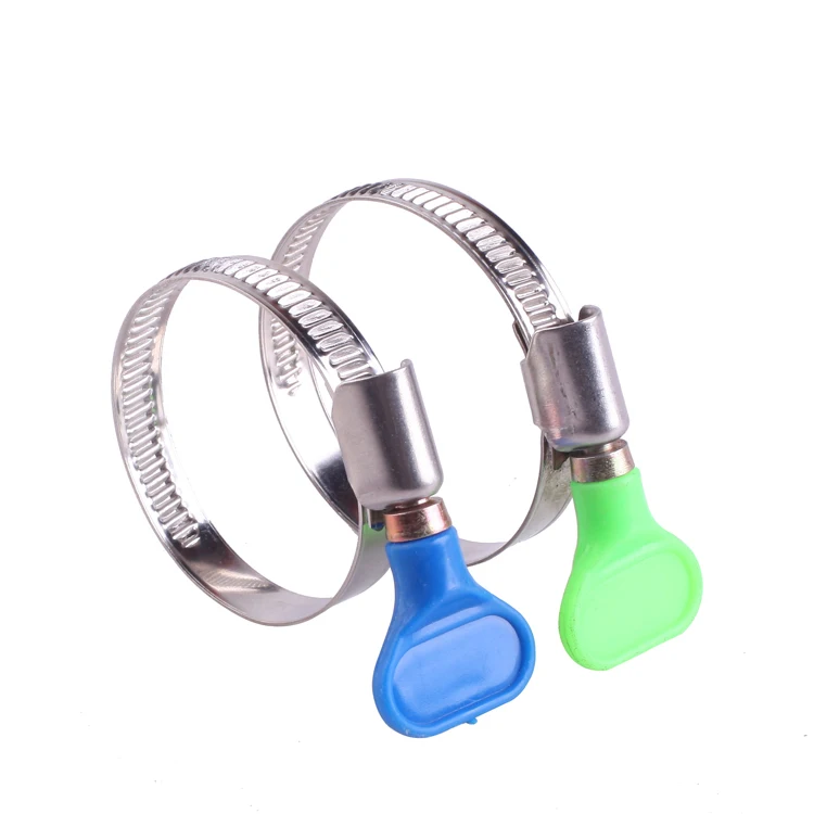 Galvanized Steel Water Pipe Fuel Hose Clamp Plastic Handle Metal Screw Structure Weld Connection Available Inch Metric