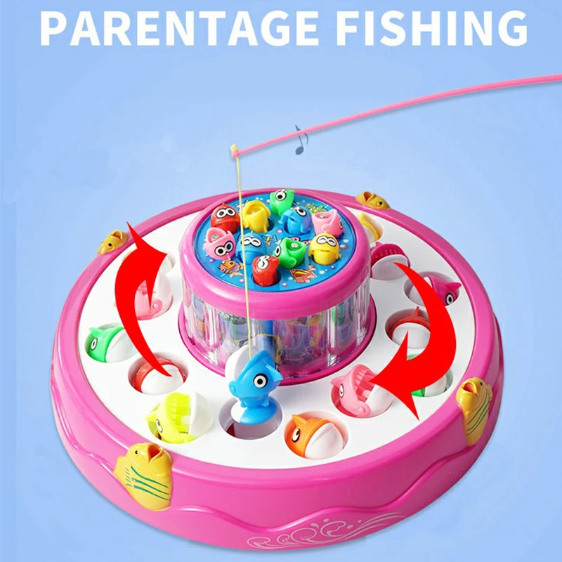 
Customizable Children kitten fishing toys non magnetic fishing rod baby 3-6 years old rotation parent child interaction game 