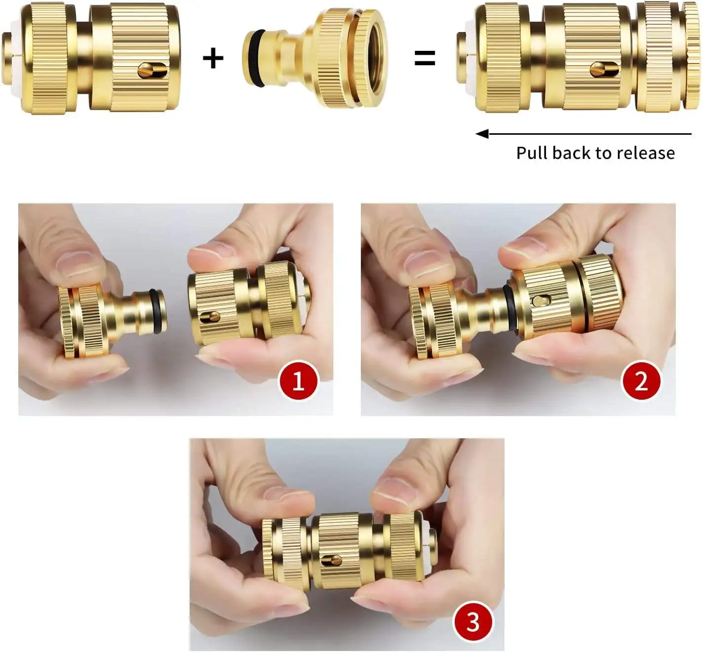 1/2 3/4 Thread Solid Brass Easy Connect Garden Hose Quick Connectors Water Hose Adapter For Watering