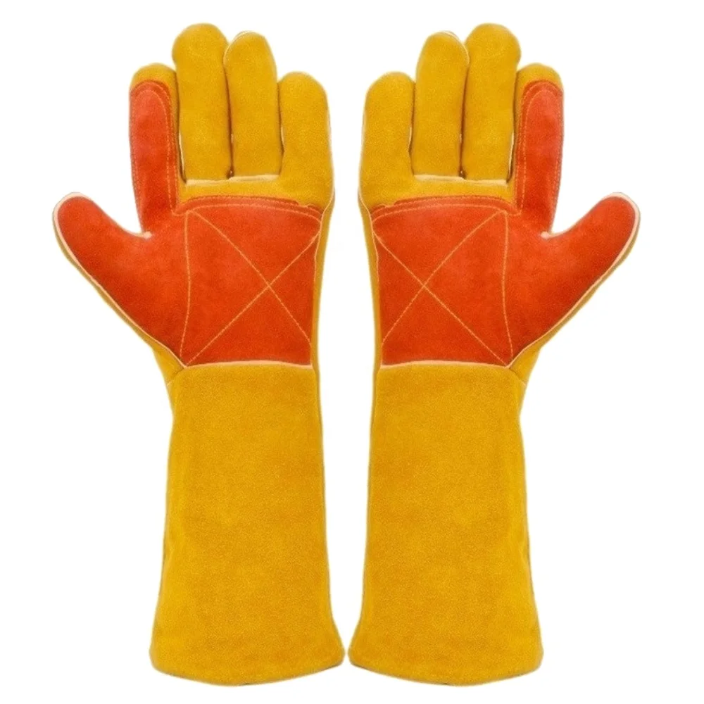 High Quality OEM Custom Logo Genuine Cow Split Leather Factory Manufacturing High Quality Safety Welding Gloves