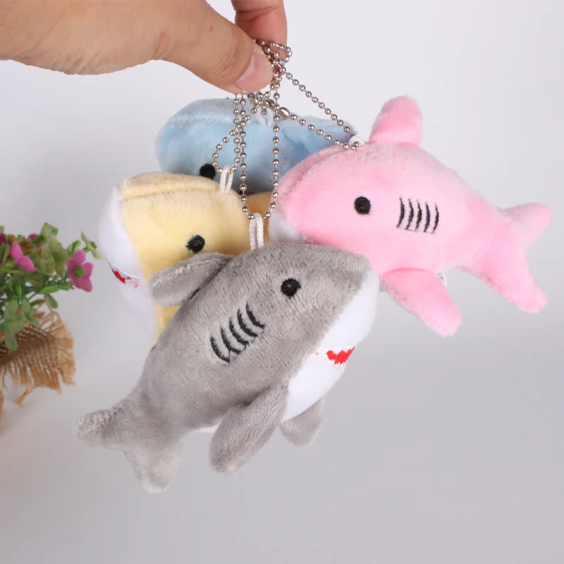Factory wholesale cheap 12CM Stuffed Soft Doll Cartoon Cute Plush Figure Keychain Dolphin Shark New Plush Toys Keychain