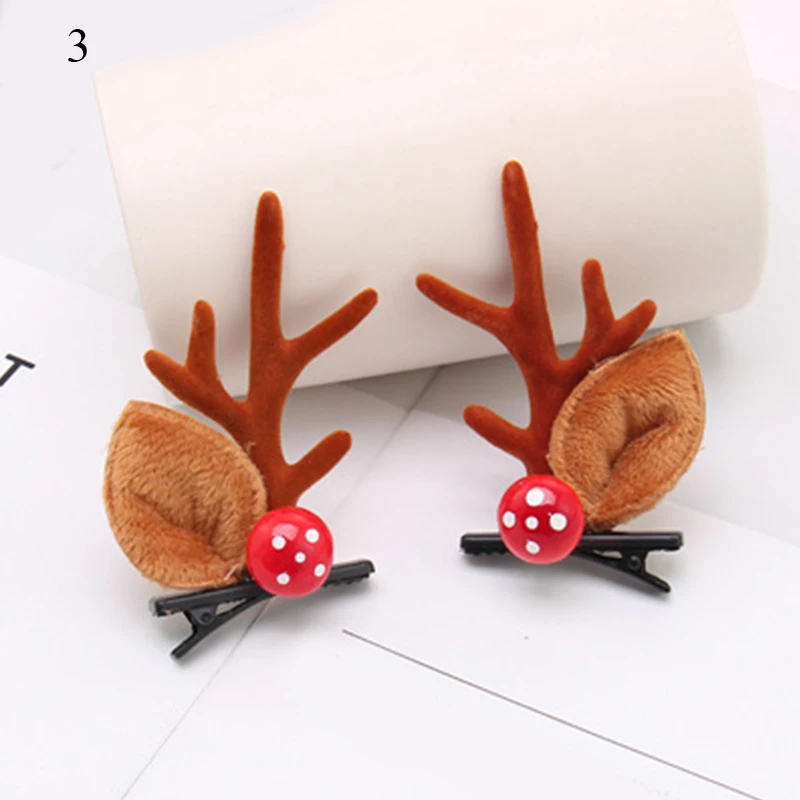 Cute Deer Ear Hair Pins Christmas Barrettes Flower Hair Decoration Beautiful Deer Antlers Hair Clips Kids