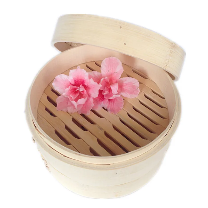 Natural color organic bamboo steamer 6inch 8inch 10inch or customized size bamboo steamer with logo