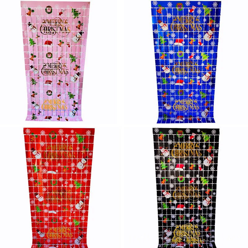 Square Christmas Rain Silk Door Curtain Square Christmas Fringe Curtain Party Scene Decoration