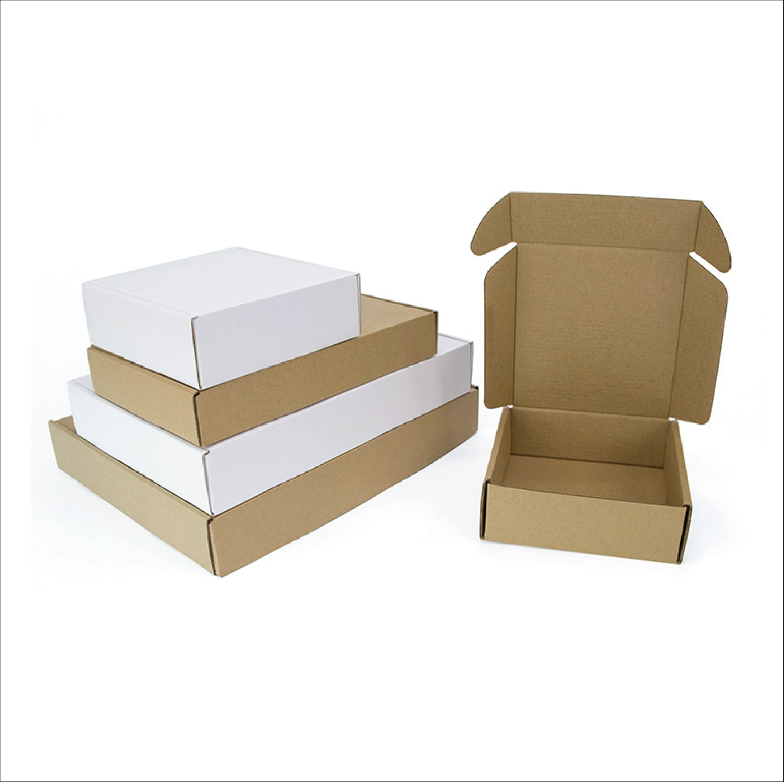 In Stock Cheap Custom Made White Small Custom Logo Clothing Corrugated Paper Mailer Shipping Boxes
