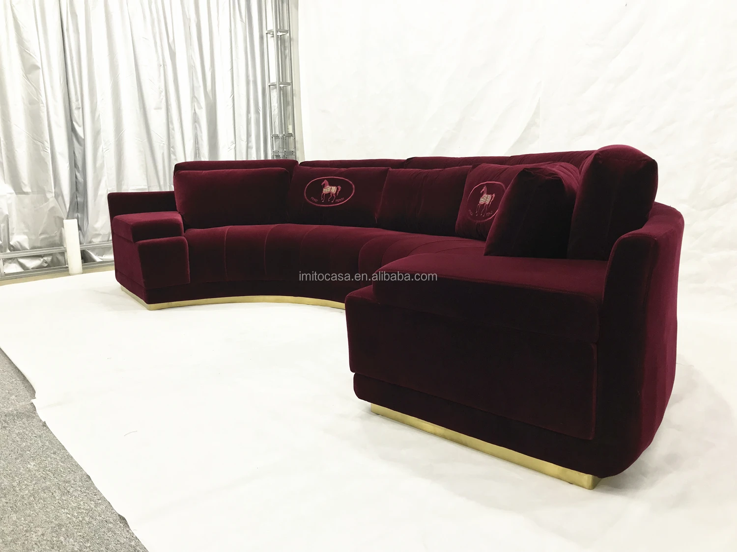 
Luxury Italian Furniture Red Wine Sofa Set 7 Seater Half-Round Sofa Couch / FF Style Multicolor Home Furniture Modern Sofa Bed 