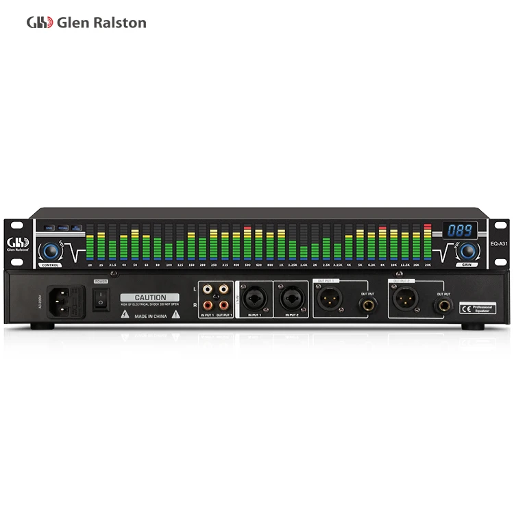 Glen Ralston EQA31 Digital Equalizer 1U model design LED display screen audio system