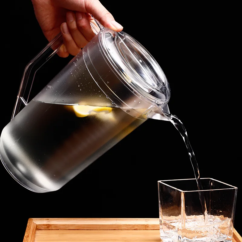 Home Tea Kettle Clear Beverage Pitcher Summer Household Fruit Teapot   with plastic lid