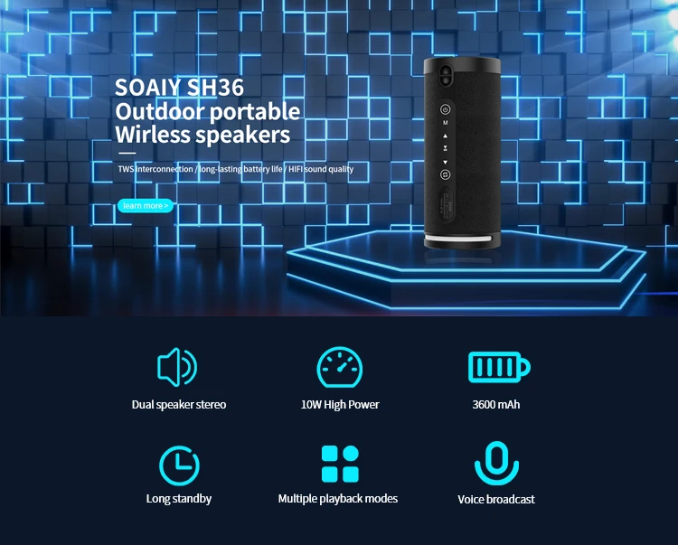 E12 IPX6 Водонепроницаемый 10 Вт высокомощный наружный портативный karoke midrange глубокий бас tws-динамик с микрофоном