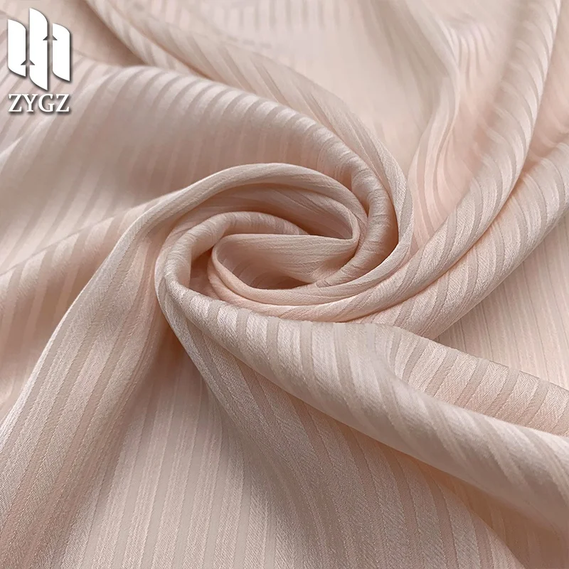 Wholesale high Quality Breathable Excellent Drapeability Strip Silk Satin Fabric For Fashion Dress Hijab Woman Pajamas Uniforms