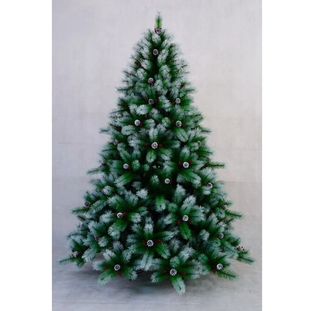 Green pre-lit PVC+PET Mixed Hinged Luxury Indoor Christmas Tree