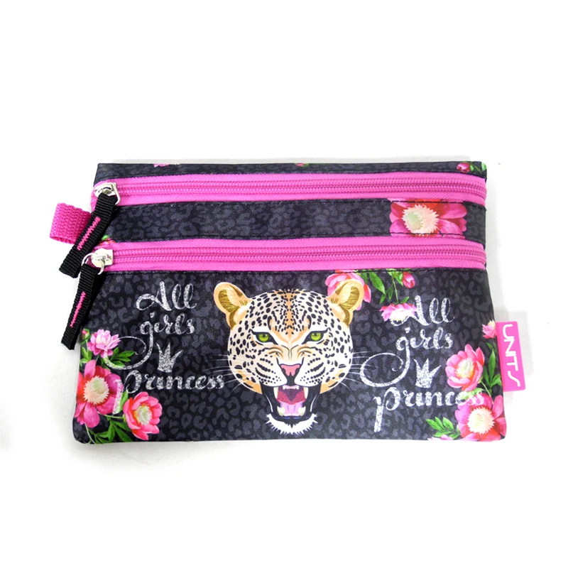 Wholesale OEM Custom Printing Two Zippered Kids School Pencil Case
