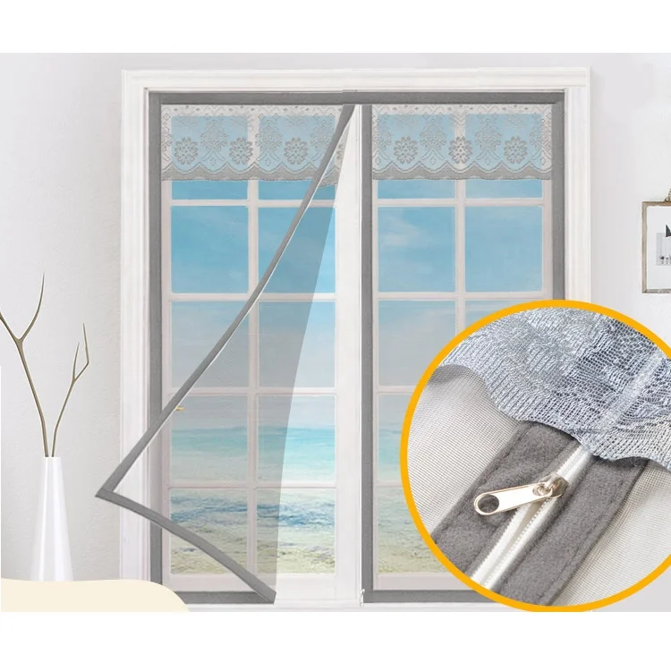 Multiple Patterns Zipper Closing Easy Window Mesh Screen Curtain