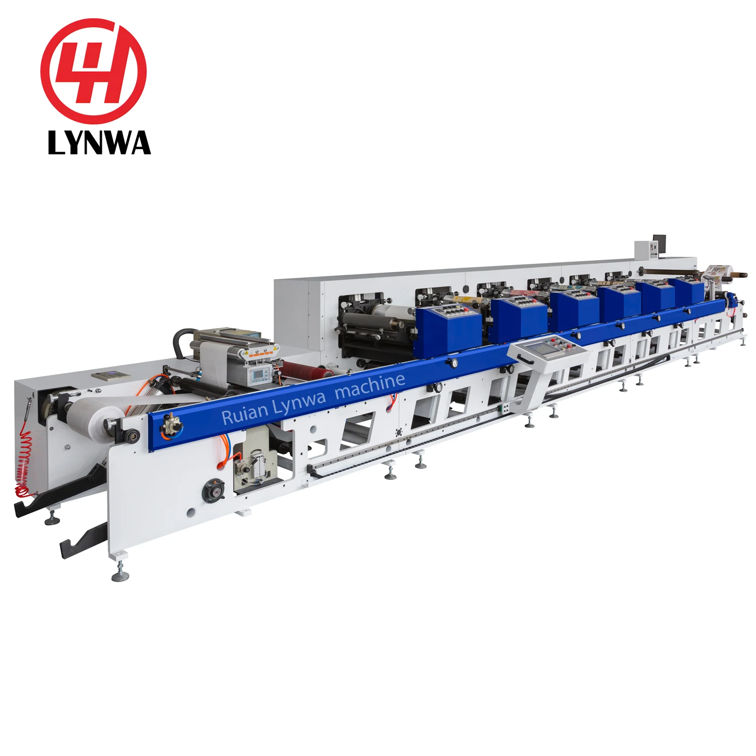 HJRYIN-450 7 Color Chiller Roller Film Flexo Graphic Printer Auto Loading Flexographic Printing Machine