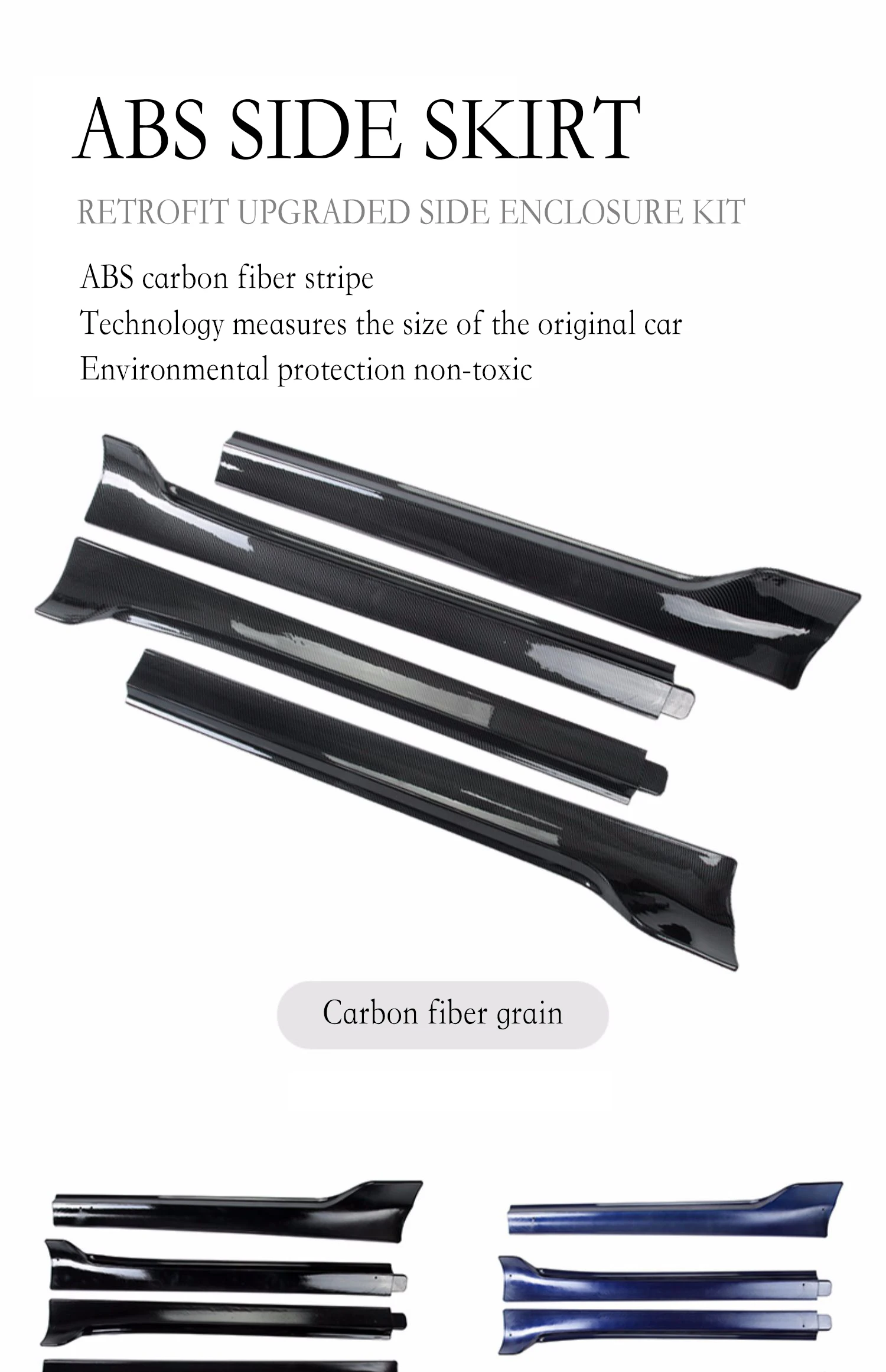 carbon fiber auto accessory Dynamic stylish scratch-proof crash-proof side skirt for tesla model 3