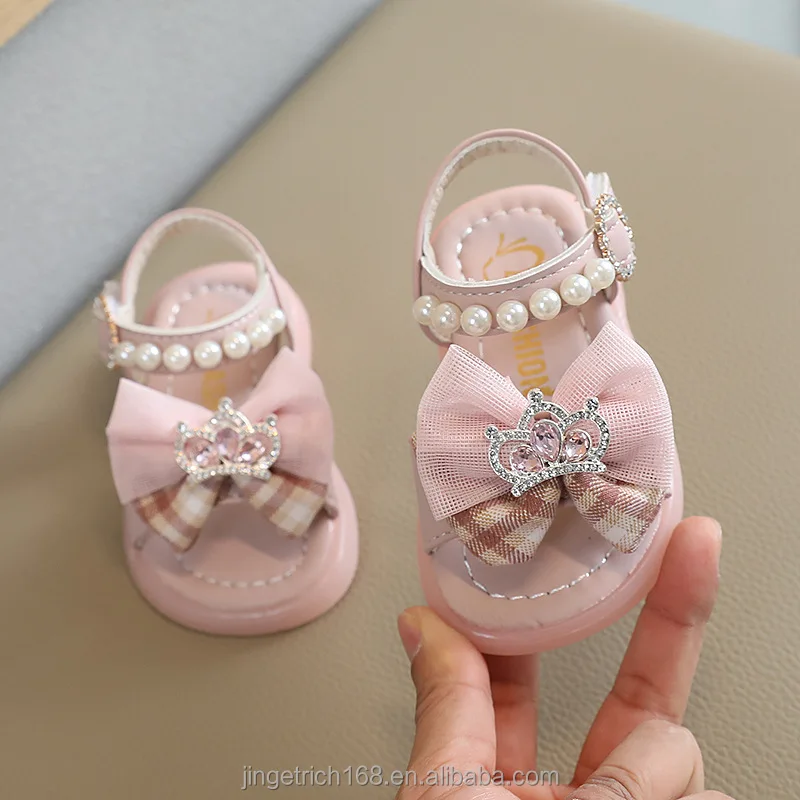 Baby Sandals 2024 New baby sandals Open toe bow crown Baby sandals Lady fashion