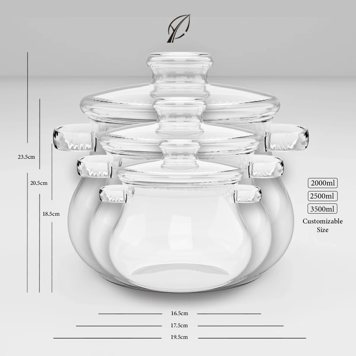 Drum Shape 2.5L Cooking Pot High Borosilicate Glass Christmas Day Home or Business Kitchenware Hot Sale in 2024 Custom Designs