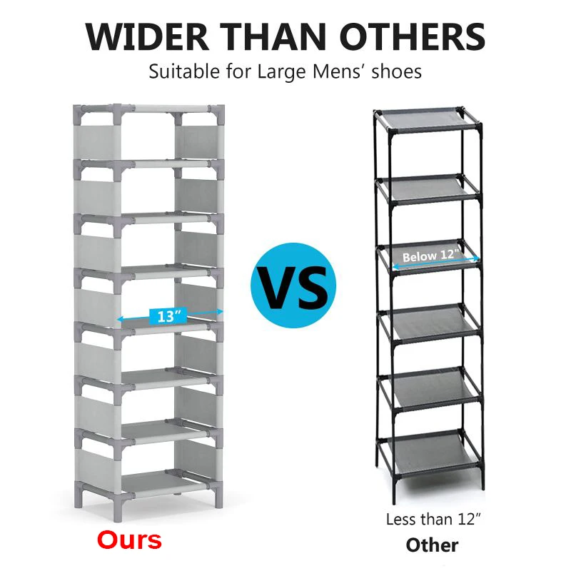 8 Layer Steel Fabric NOShoe Rack Stackable Shoe Rack Storage Shelves Durable Metal Shoe Storage Rack