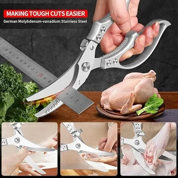 Kitchen Scissors for Food Heavy Duty Kitchen Shears for Spatchcocking Chicken and Turkey with Spring-loaded Handles
