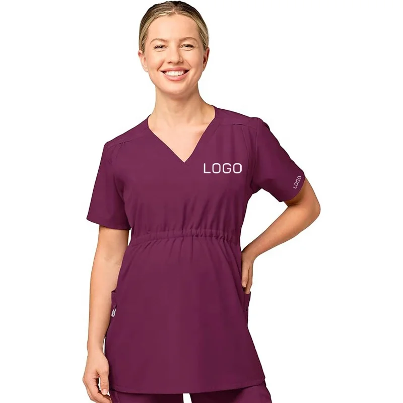 Custom Wholesale Women V-Neck Top Hospital Medical Nurse Maternity Scrubs Uniform Suit Set for Pregnant Women