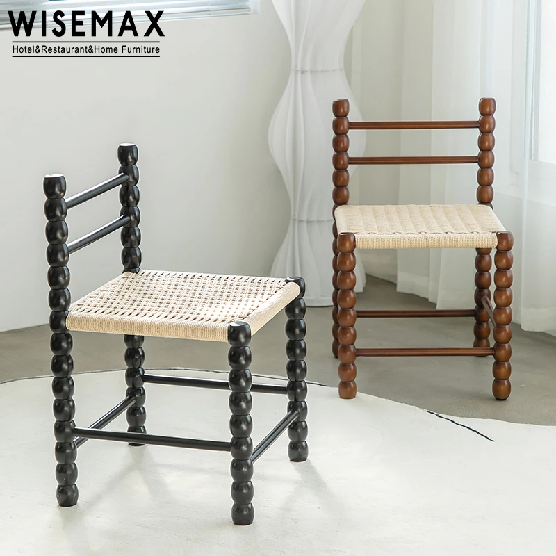 Мебель WISEMAX хорошее качество оптовая продажа обеденный стул из твердой древесины и веревки для ресторана столовой