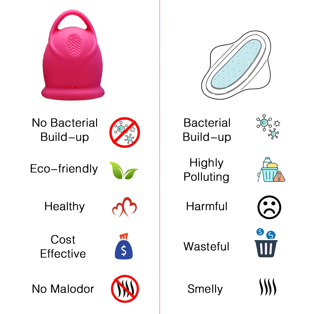 Medical Grade Silicone Reusable women Period Cup Foldable Sterilizer Cup Ladies organic soft Menstrual Cup