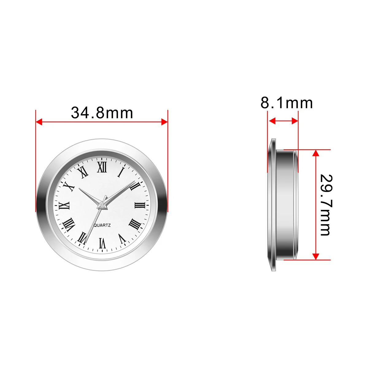 japanese movment and batterymini insert clock 25mm clock fit up quartz insertion watch