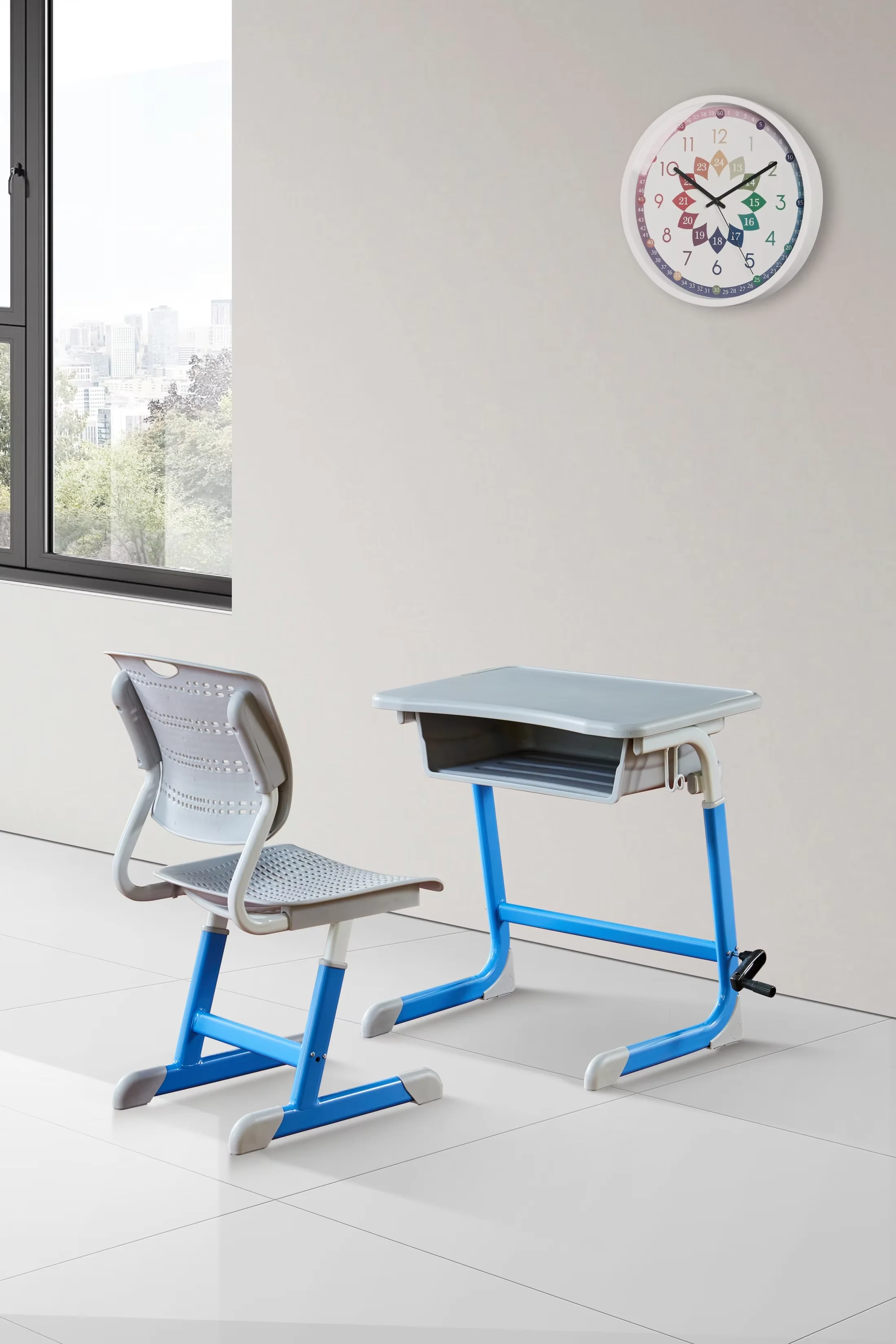 College School Furniture Student Single Desk and Chair Classroom MDF Wooden Board Study Table and Chairs