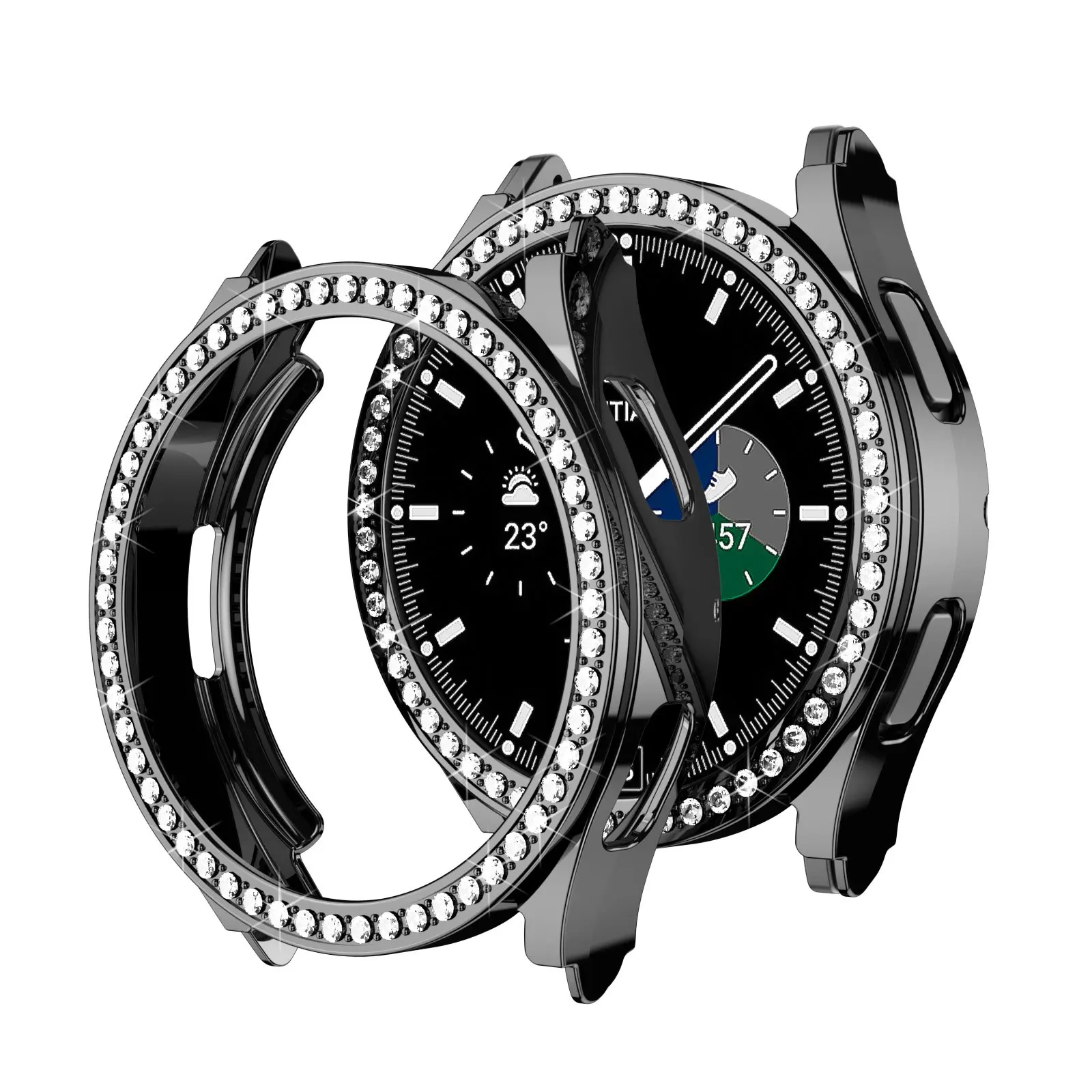 Tpu Diamond Screen Protector Watch Case For Samsung Galaxy Watch 4 5 40mm 44mm Bling Rhinestone Case Hard Pc Cover