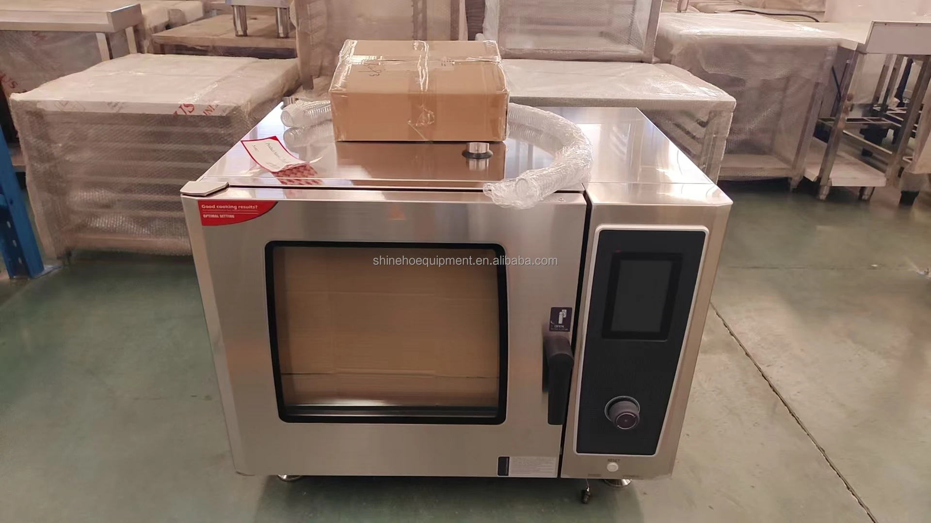 SHINEHO Luxury Gas 6 Trays Combi Oven Touch Screen Bread Bakery Equipment China Commercial Rotating