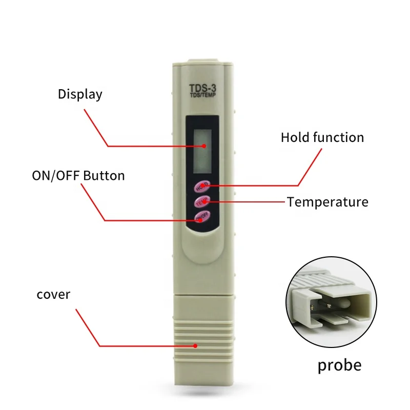 Top selling 0 to 999 ppm portable tds water tester pen with temperature function tds water tester