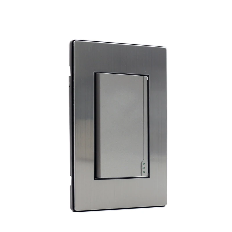 South American Standard Modular Switches And Sockets Stainless Steel Panel Electric 1 Gang Big Button Gray Wall Switch