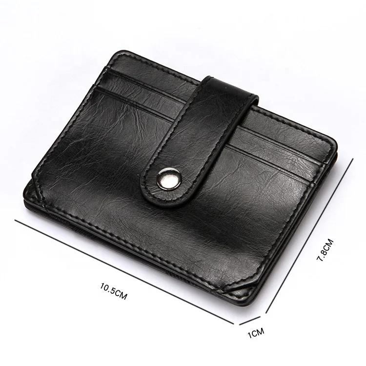 cheap leather magic wallet with button for men
