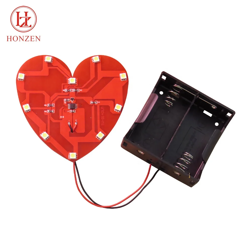 Super bright red heart shape 5050 smd led flashing lights circuit board module for advertising