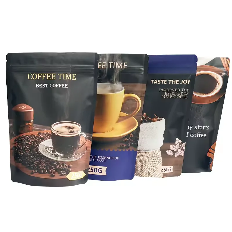 Kwinpack 500pcs 1000pcs Low MOQ 12 Doypack Ounce 16Oz 250 Gram Bulk Stand Up Coffee Bag With Degassing Valve  Bas packaging