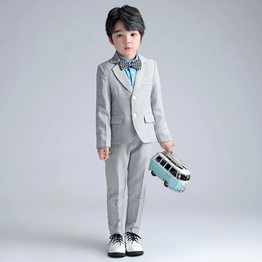 Children Summer Spring Single Breasted Suit Set Boys Handsome Blazer Pants 3pcs Clothes Set Kids Performance Party Costume