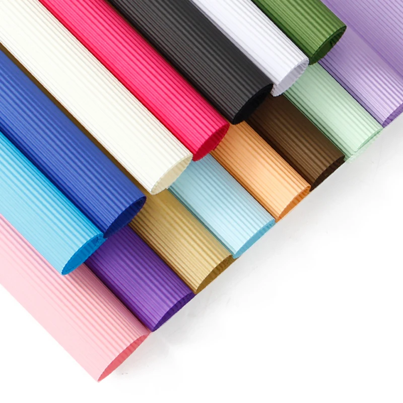 
20pcs/bag Hot-selling monochrome corrugated handmade folding paper for rose bouquet wrapping paper 