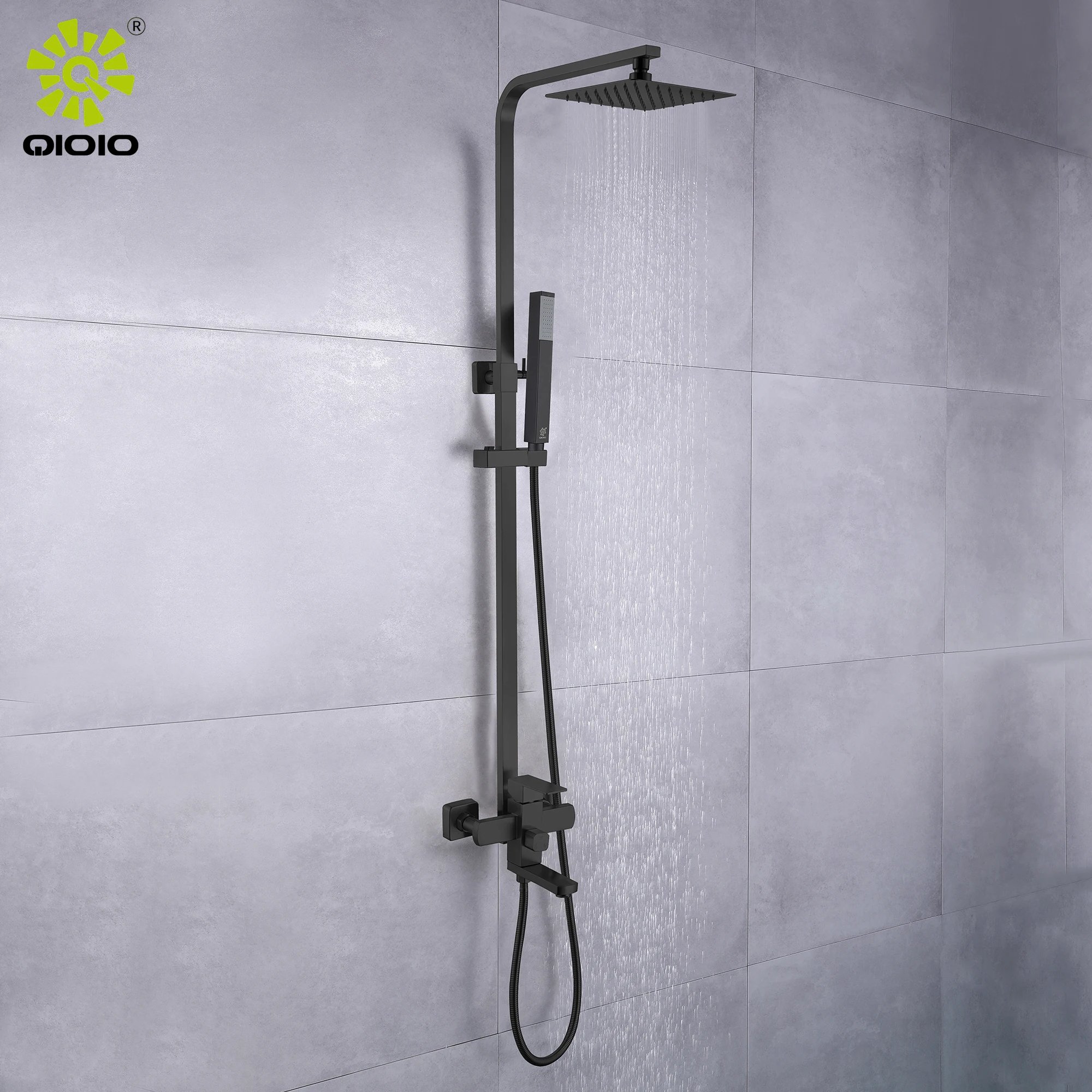 China Guangdong modern design 304 stainless steel free lead hot cold rain bath shower set rainfall bathroom shower set