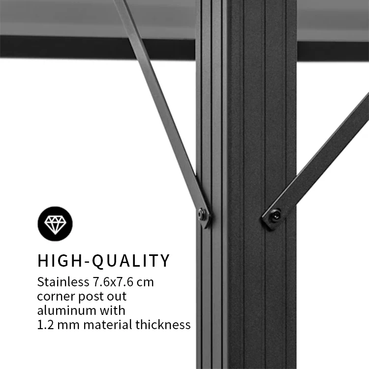 YASN Aluminum Gazebo Tent 3x3m Garden Gazebo Outdoor Party Event Pavillon With LED Lighting